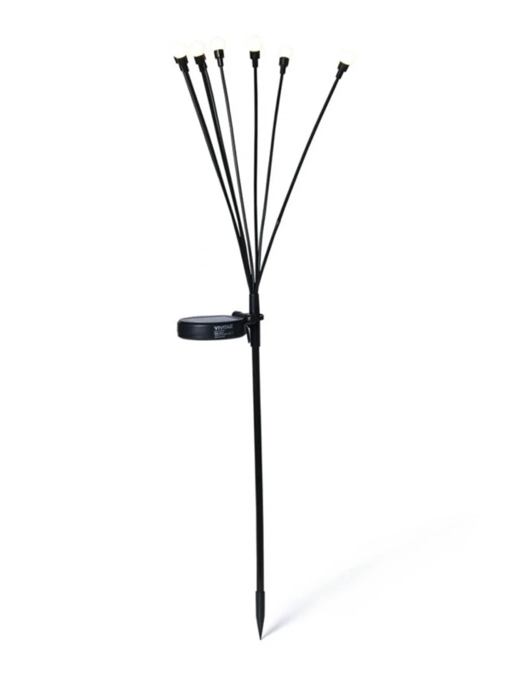 New! Solar Firefly Garden Stake Lights - Black with White, 8 Bulbs